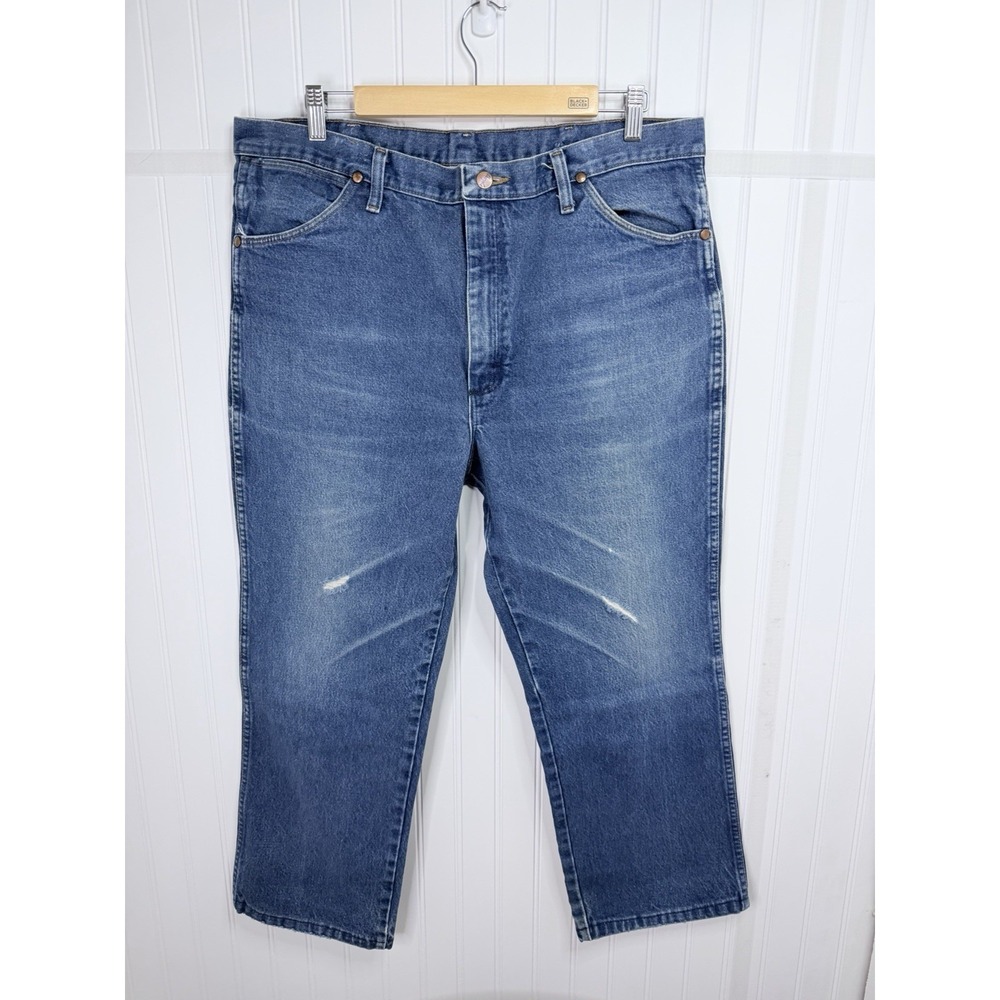 Wrangler Jeans Mens 38x32 Blue Excellent Cowboy Cut Slim Fit 936PWD Denim